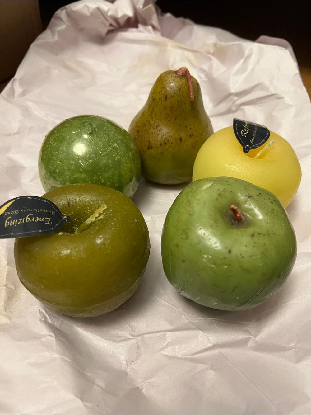 Decorative • Apple & Pear Fruit • Candles • Home Accents • Green & Yellow •